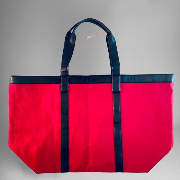 Victoria's Secret Red Canvas Tote Braided Large - Picture 4 of 10